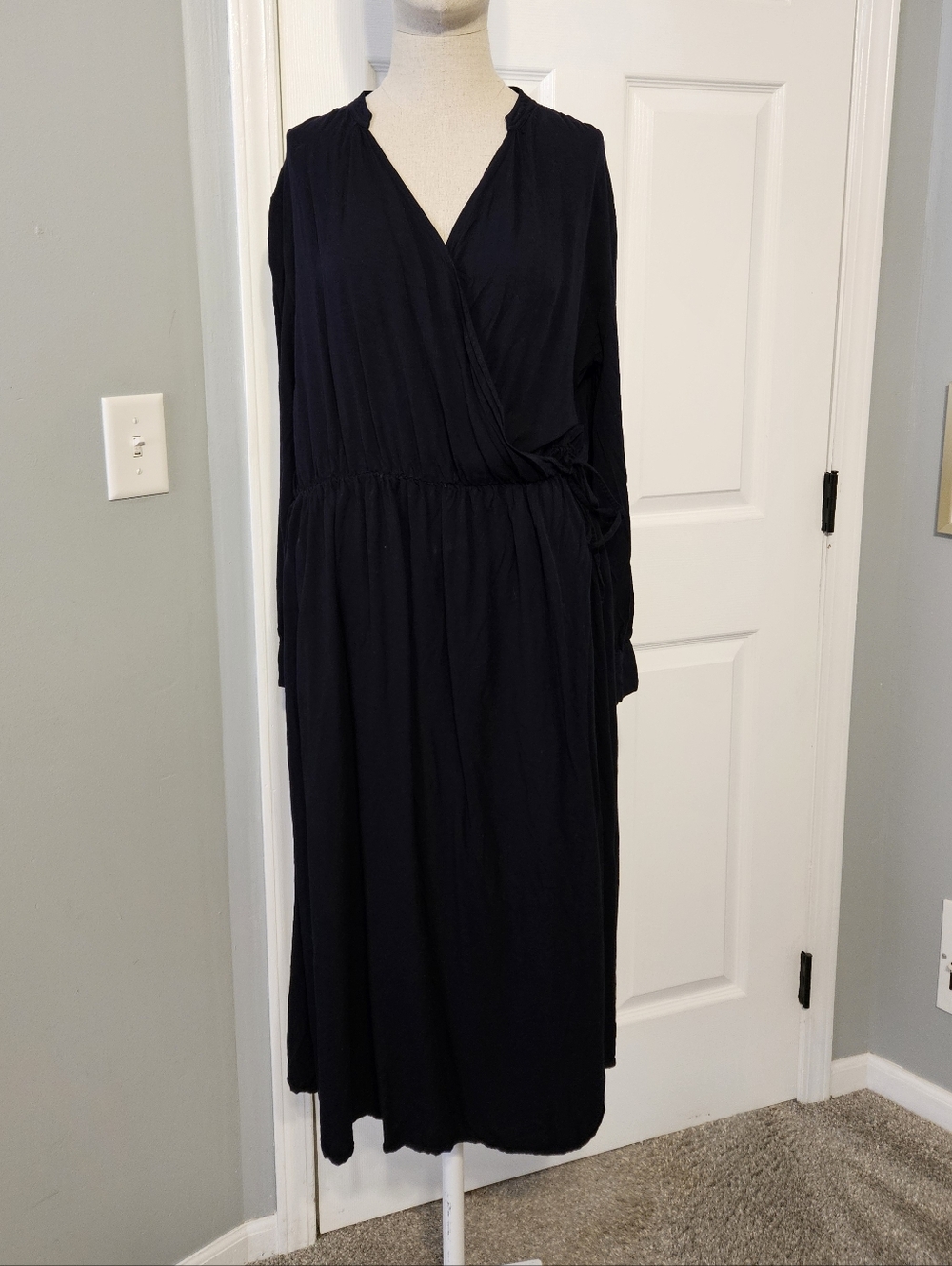 Uniqlo Navy Wrap-Style Midi Dress